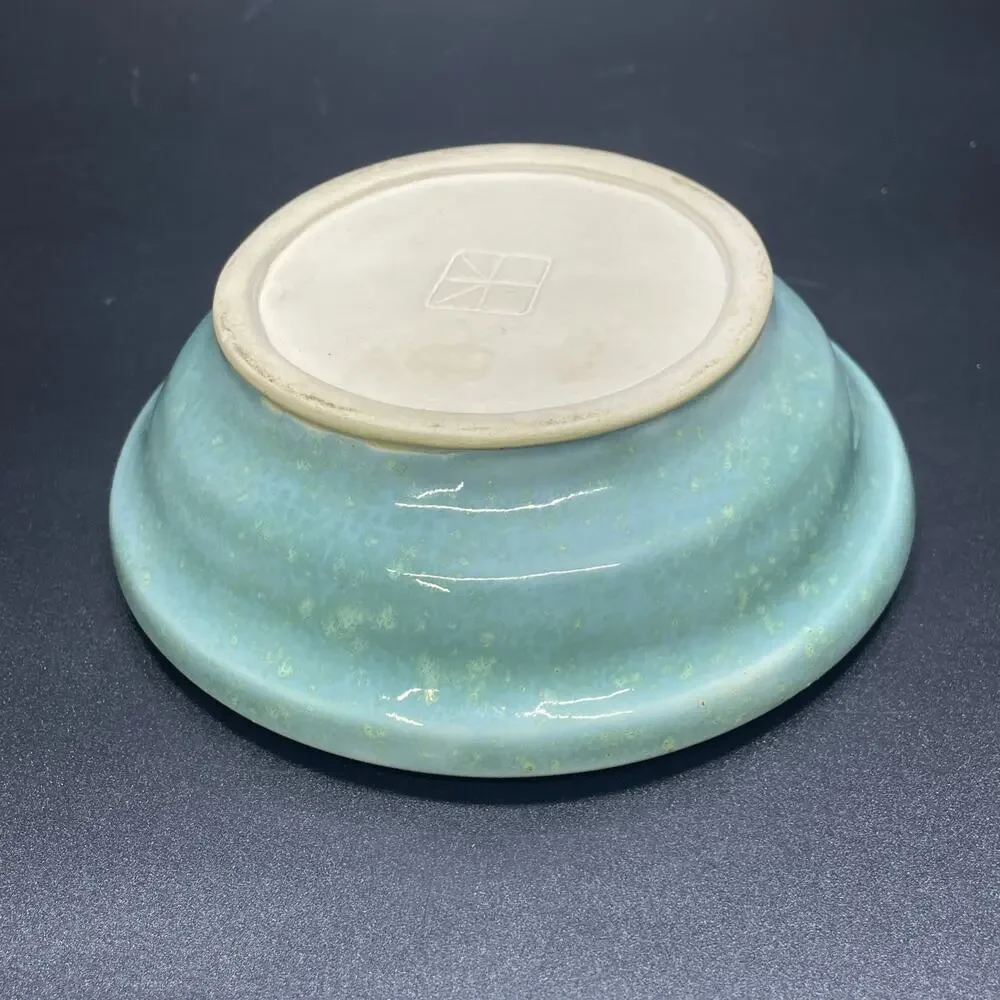 California Modern Studio Craft Glazed Geometric Sun‎ Bowl Artisan Signed Yellow